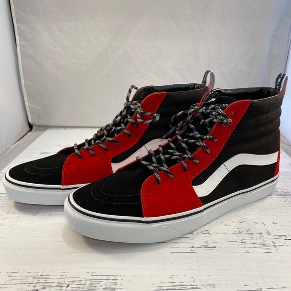 vans sk8 hi black red